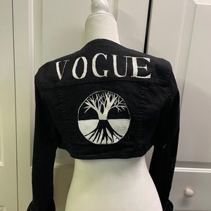 Vogue tree art crop denim jacket